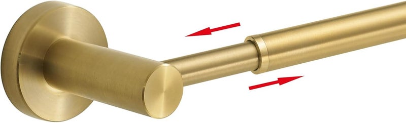 BESy Adjustable 15 to 26 Inch Single Bath Towel Bar for Bathroom SUS304 Stainless Steel Towel Holder, Wall Mount with Screws Hand Towel Bar Rod Hotel Style, Brushed Gold - Image 1