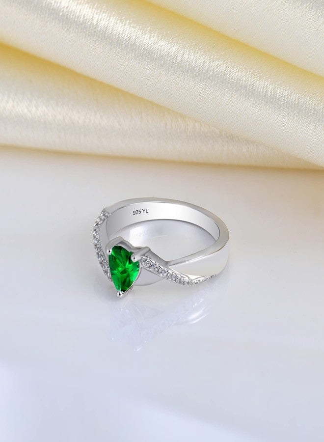 واي أل خاتم خطوبة من الفضة الإسترليني عيار 925 من YL، خاتم إنفينيتي مرصع بزمردة صناعية مقطوعة على شكل قلب 5 مم للنساء - مقاس 6 - Image 5