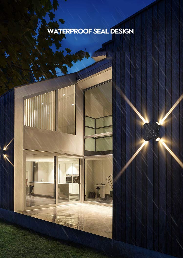 CITRA 12W LED Cross Laser Black Finish Outdoor Waterproof Exterior Wall Step Up Down Left Right Light Fixture Lamp (Warm White,Metal) - Image 3