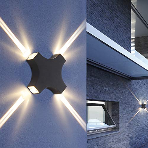CITRA 12W LED Cross Laser Black Finish Outdoor Waterproof Exterior Wall Step Up Down Left Right Light Fixture Lamp (Warm White,Metal) - Image 1