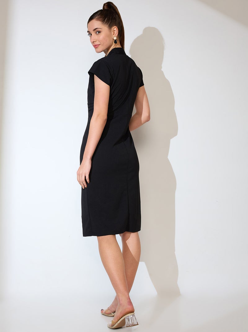 globus Globus Women V-Neck Cap Sleeves Sheath Midi Workwear Dress  - Image 3