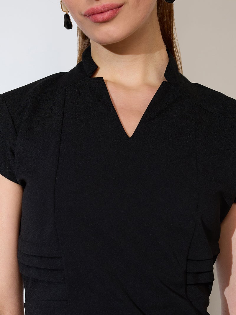 globus Globus Women V-Neck Cap Sleeves Sheath Midi Workwear Dress  - Image 4
