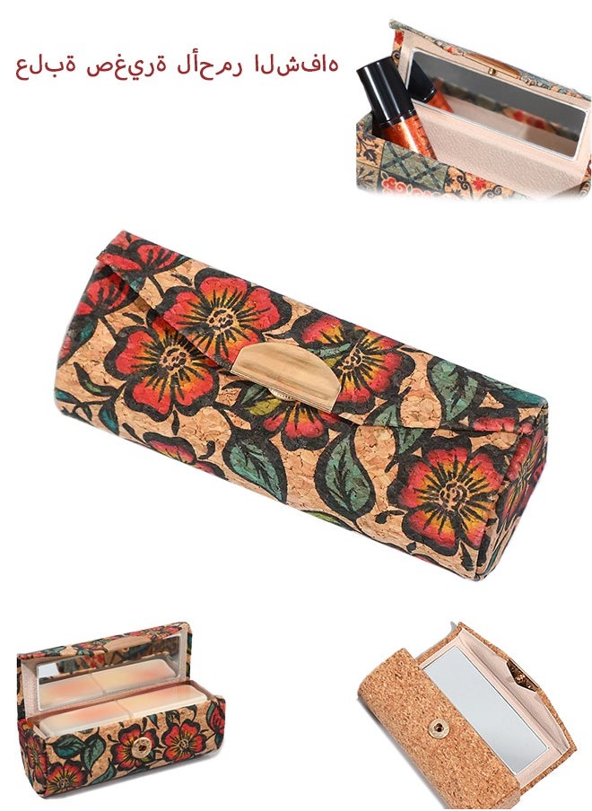 Lemon Women's Lipstick Organizer Retro Chinese Style Foldable Elegant Design Portable with Mirror Sealed for Moisture Dust  - Image 1