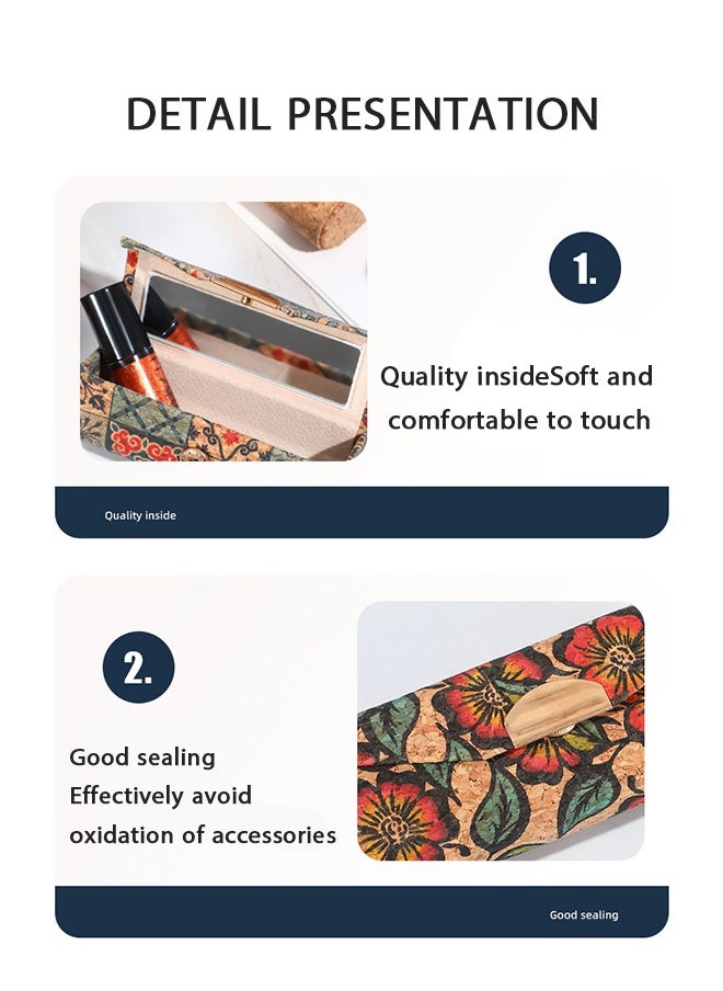 Lemon Women's Lipstick Organizer Retro Chinese Style Foldable Elegant Design Portable with Mirror Sealed for Moisture Dust  - Image 3