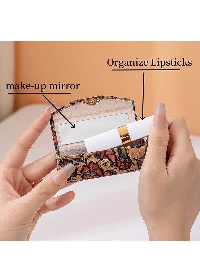 Lemon Women's Lipstick Organizer Retro Chinese Style Foldable Elegant Design Portable with Mirror Sealed for Moisture Dust  - Image 2