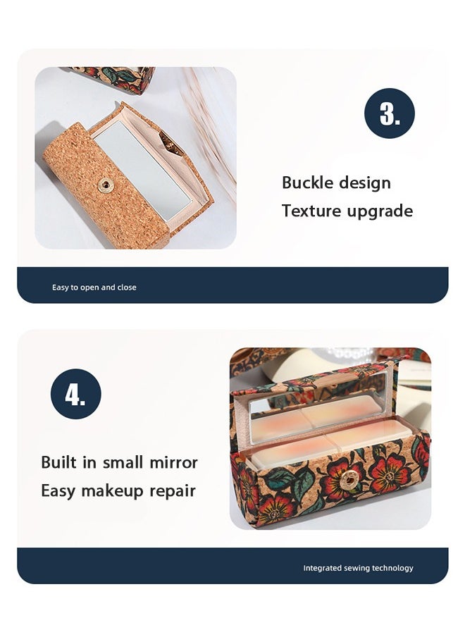 Lemon Women's Lipstick Organizer Retro Chinese Style Foldable Elegant Design Portable with Mirror Sealed for Moisture Dust  - Image 4