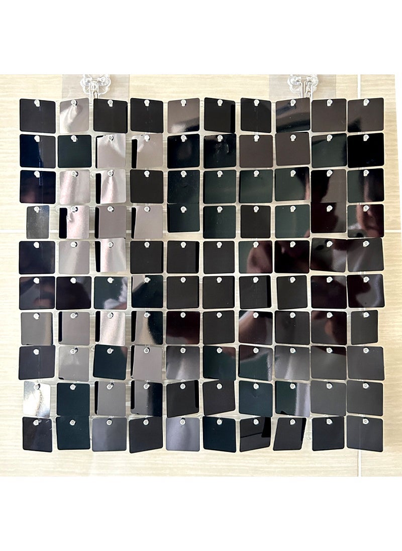Generic 1 x 5 pcs Square Sequin Wall Panel Gatesby Wedding Decor Mirror black jx-2404 