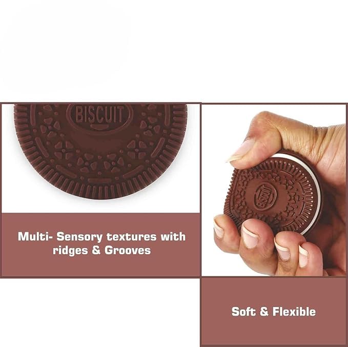 BabyGo BPA-Free Silicone Cookie Teether for Babies | Soft & Safe Teething Toy for 6-12 Months | Food-Grade Material with Textured Surface for Gum Relief & Oral Development (Pack of 1)(Brown) - Image 3