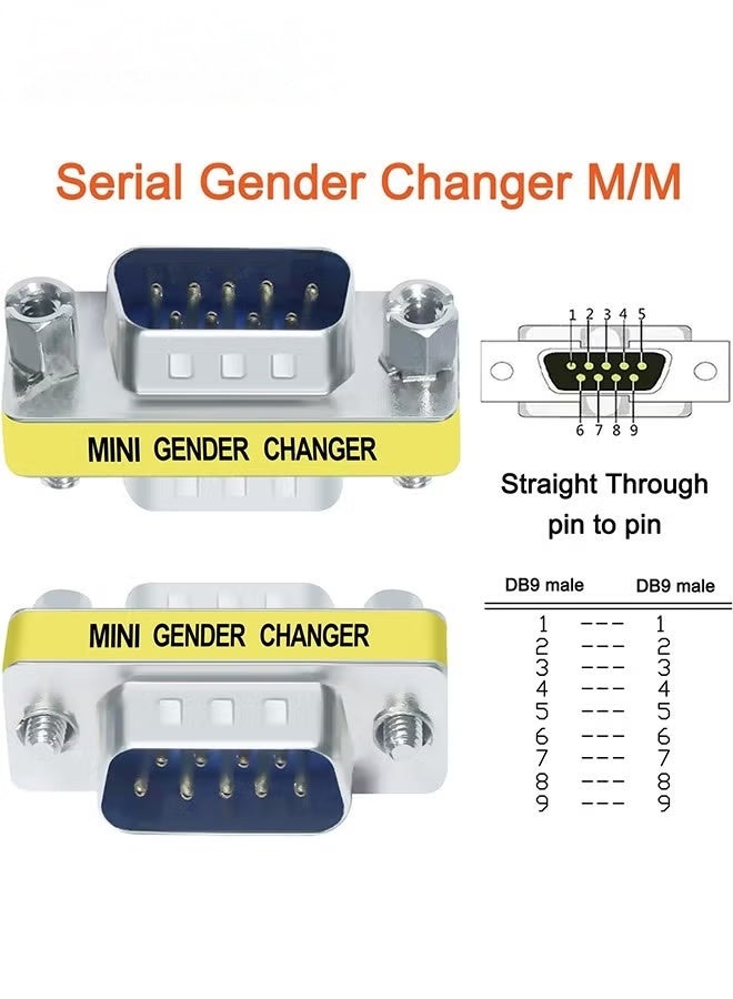EETU 3 Pack Serial Adapter,DB9 Gender Changer Male To Female,9 Pin Connector Female To Female,Male To Male,RS232 Coupler Mini Size For PC Computer Data Transfer - Image 4
