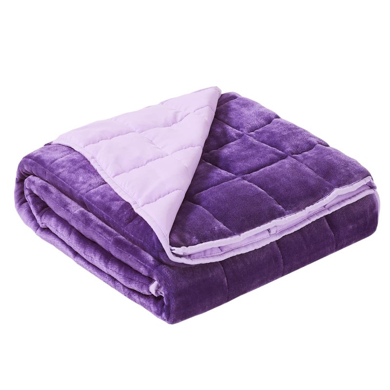 Satwip Purple Weighted Blanket 15 Pounds Fuzzy Warm Flannel Throw Blanket with Soft Breathable Sanded 48 x 72 inches Purple
