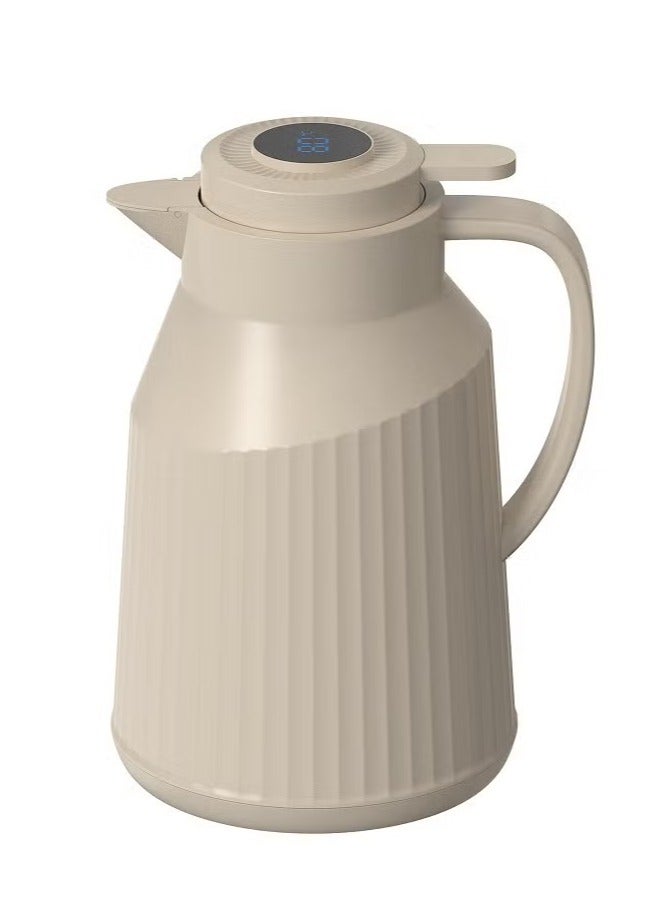 Homemaker Beige 1.5L Vacuum Flask with Temperature Display – Premium Quality – Keeps Drinks Hot or Cold for Hours – Excellent Heat Retention – Ideal for Hot & Cold Beverages