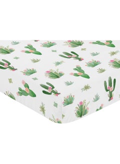 Sweet Jojo Designs Sweet Jojo Designs Pink Green Boho Watercolor Baby or Toddler Fitted Crib for Cactus Floral Collection  - Image 3