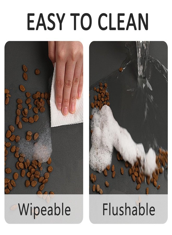 YCT Pet Cat Food Mats - Non Slip Super Absorbent, with Footprints Logo, 18.1 x 11.8 inches, Brown - Image 3