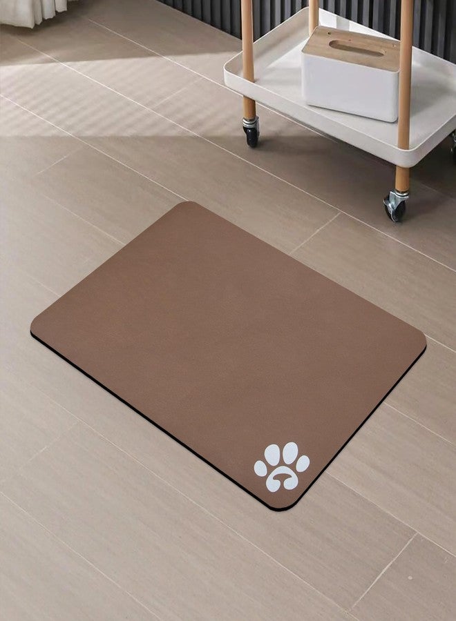 YCT Pet Cat Food Mats - Non Slip Super Absorbent, with Footprints Logo, 18.1 x 11.8 inches, Brown - Image 1