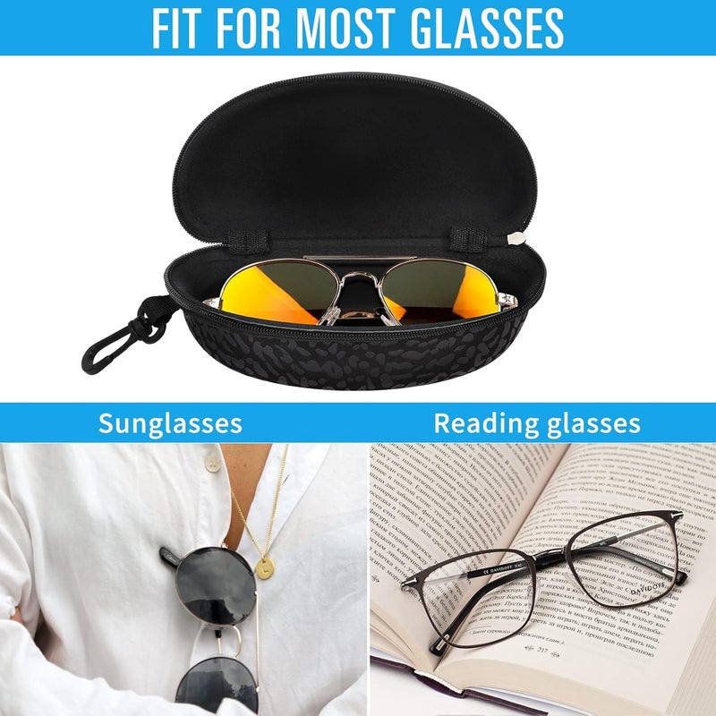 ZONLY 3 Pack Sunglasses Case Portable Travel Zipper Eyeglasses Case Hook With Cleaning Cloth - Image 3