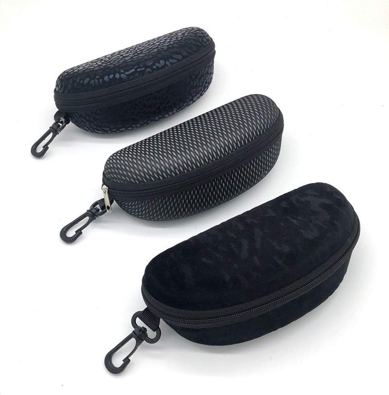 ZONLY 3 Pack Sunglasses Case Portable Travel Zipper Eyeglasses Case Hook With Cleaning Cloth - Image 5