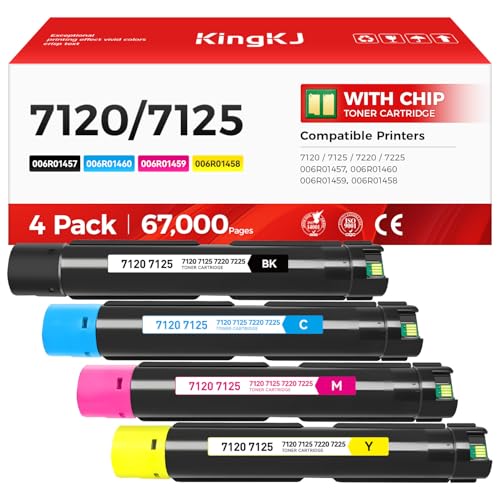 KingKJ WorkCentre 7120 7125 Toner Cartridge Set 4-Pack Replacement for Xerox 006R01457 006R01460 006R01459 006R01458 Compatible with Xerox WorkCentre 7120 7125 7220 7225 Printer Ink Black Cyan Magenta Yellow - Image 1