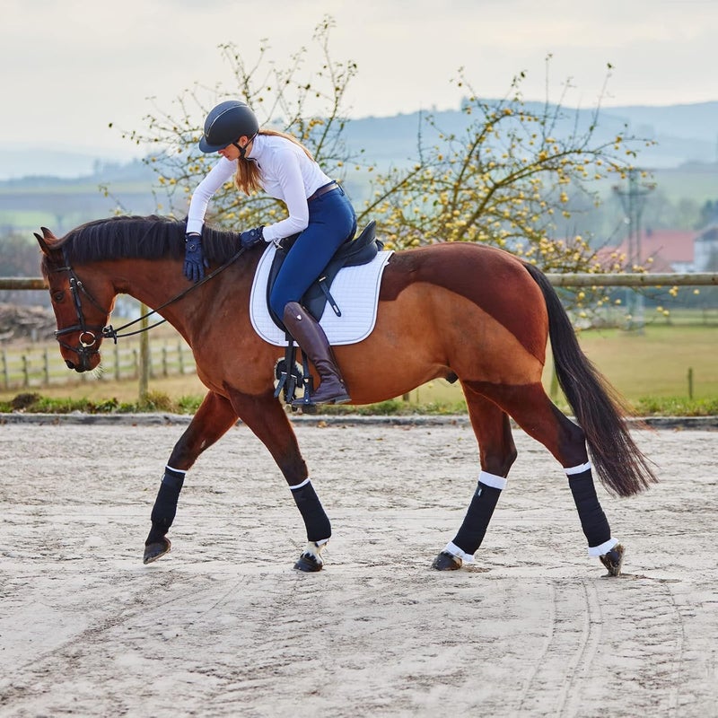 HORZE Rear Leg No Bow Equine Standing Wraps Pair  OffWhite  Horse - Image 3