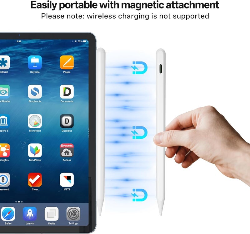 iafer Pencil for iPad 2018-2025, Fast Charge Tilt Sensitivity Palm Rejection 26H Working Time, Stylus Pen for iPad Pro 11/12.9/13 M3/M4, iPad 6th-11th A16, Air 3/4/5/M2/M3, Mini A17 Pro 7/6/5 - Image 4