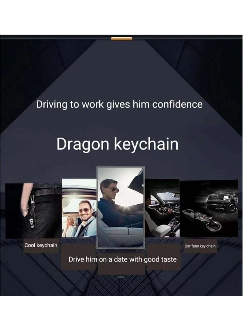 HTKCRX Dragon Head Keychain Key Ring Clip Carabiner Key Holder Zinc Alloy Metal Heavy Duty Automotive Car Keychains Accessories for Men & Women with Gift Box-Black - Image 3