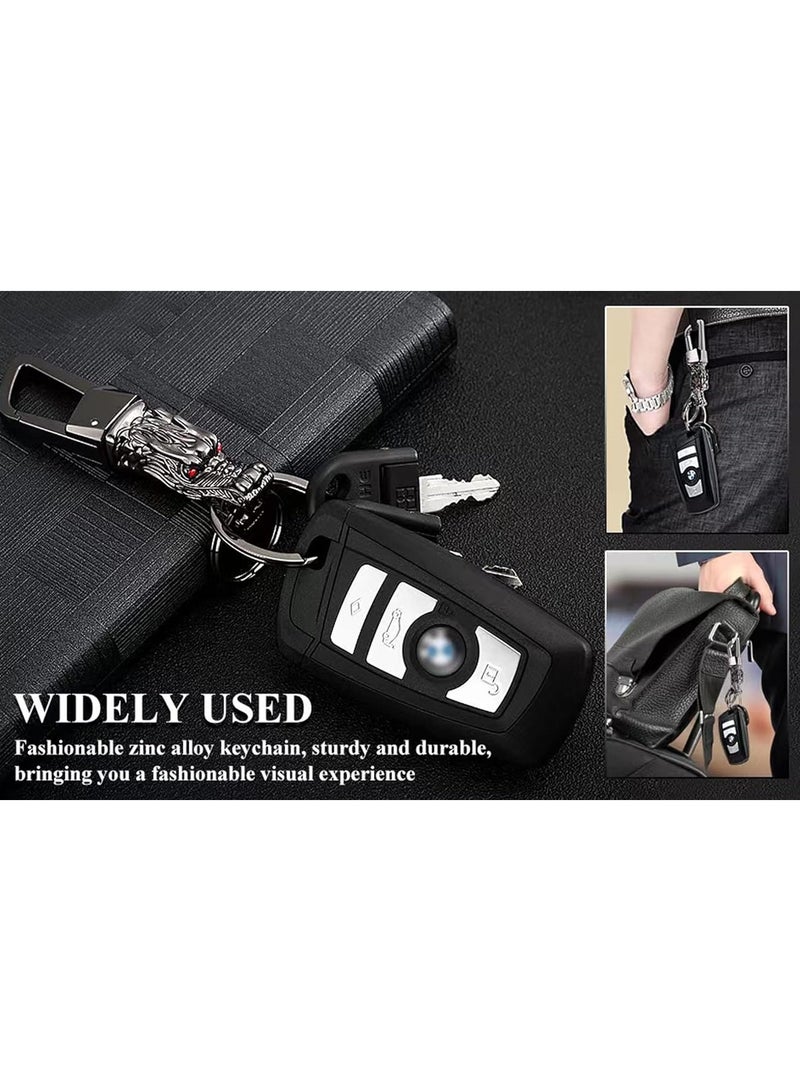 HTKCRX Dragon Head Keychain Key Ring Clip Carabiner Key Holder Zinc Alloy Metal Heavy Duty Automotive Car Keychains Accessories for Men & Women with Gift Box-Black - Image 4