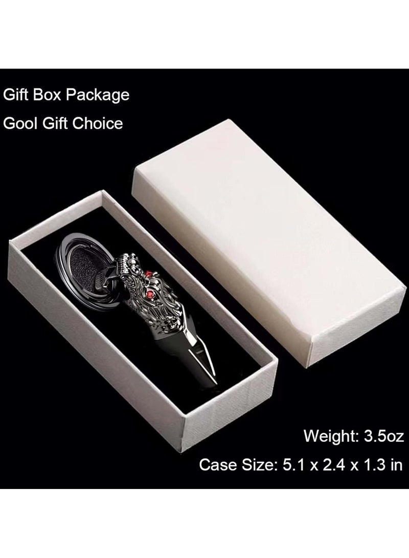 HTKCRX Dragon Head Keychain Key Ring Clip Carabiner Key Holder Zinc Alloy Metal Heavy Duty Automotive Car Keychains Accessories for Men & Women with Gift Box-Black - Image 5