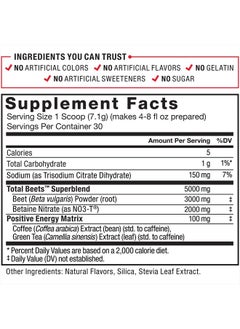 Force Factor Total Beets Energy Drink Mix, Superfood Beet Root Powder with Nitrates to Boost Energy and Support Circulation, Blood Flow, Nitric Oxide and Stamina, Heart Health Supplement, 30 Servings  - Image 5