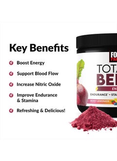 Force Factor Total Beets Energy Drink Mix, Superfood Beet Root Powder with Nitrates to Boost Energy and Support Circulation, Blood Flow, Nitric Oxide and Stamina, Heart Health Supplement, 30 Servings  - Image 2