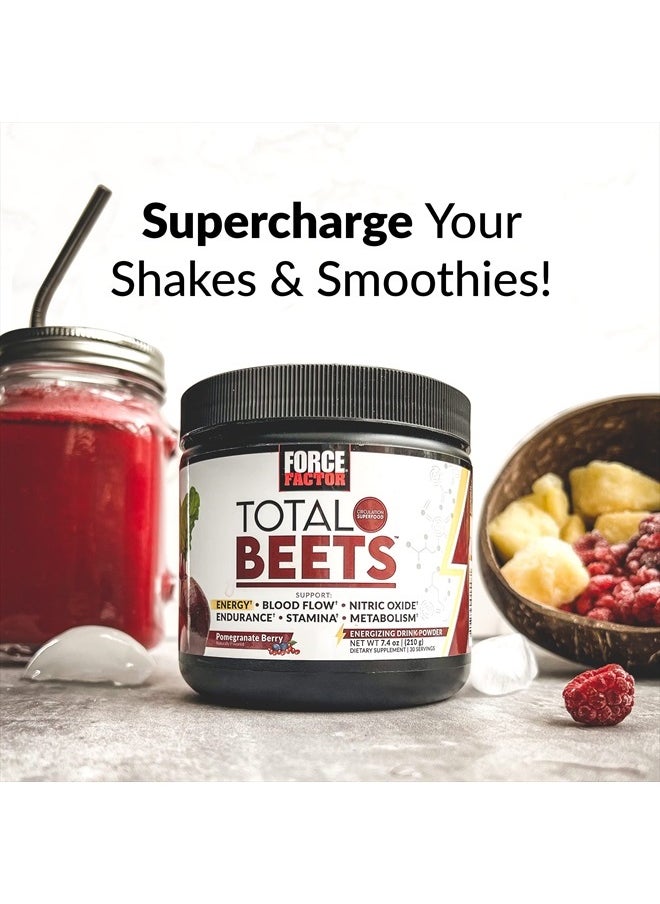 Force Factor - Total Beets Energy Drink Mix, Superfood Beet Root Powder with Nitrates to Boost Energy and Support Circulation, Blood Flow, Nitric Oxide and Stamina, Heart Health Supplement, 30 Servings - Image 1