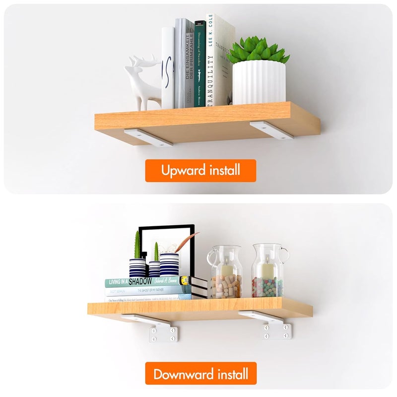 VANCASTLE Shelf Bracket Floating Shelf Bracket 12 Inch 6 Pack Heavy Duty Shelf Brackets Metal Wall Shelf Brackets with 15 Inch Thick and Holds 160lb Brackets for Wood ShelvesWhite - Image 3