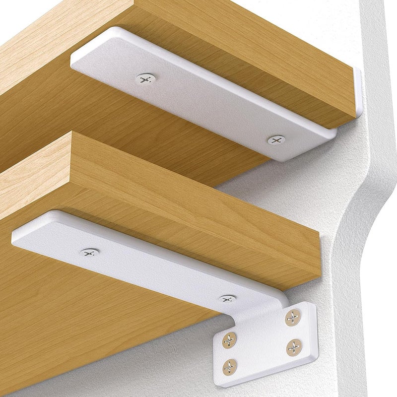 VANCASTLE Shelf Bracket Floating Shelf Bracket 12 Inch 6 Pack Heavy Duty Shelf Brackets Metal Wall Shelf Brackets with 15 Inch Thick and Holds 160lb Brackets for Wood ShelvesWhite - Image 1