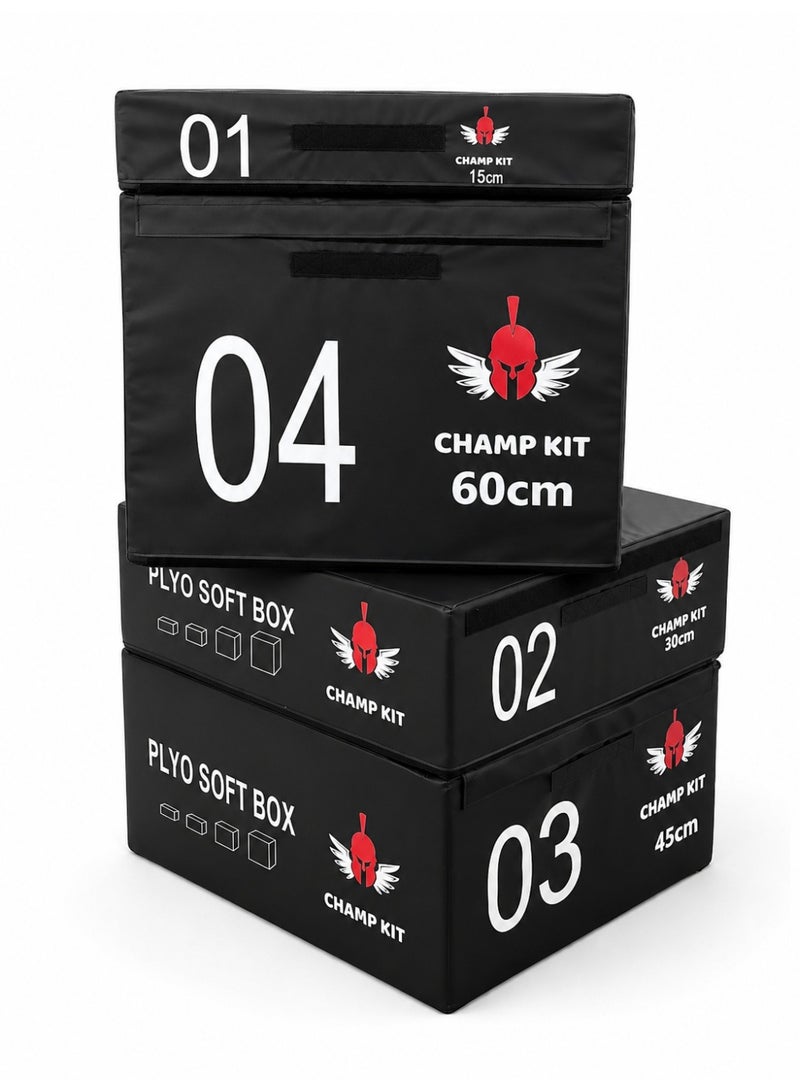 4-in-1 Plyometric Jump Box Set - Perfect for Gyms and Fitness Clubs - Jumping Exercises