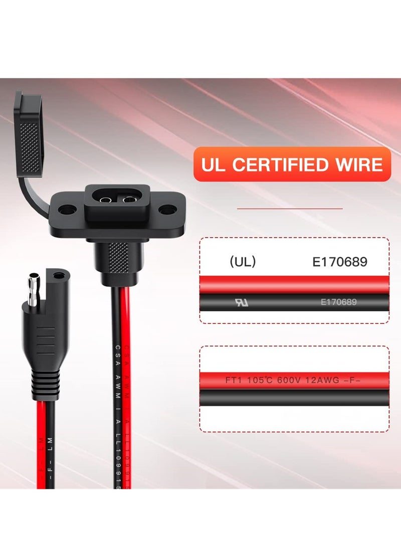 Weatherproof SAE Power Socket with Quick Connector Harness, 1FT 12AWG Male to Female Adapter Cable for Solar Generators and Battery Charging (2 Pack) - Image 4