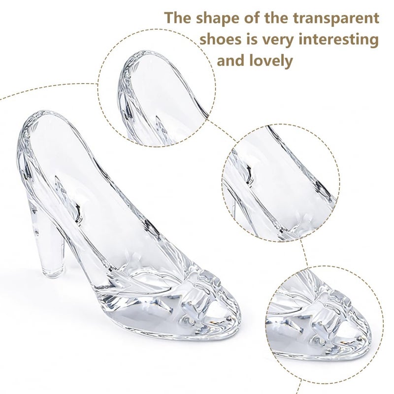 TWZKXC Glass Crystal High Heels, Glass Slipper, Crystal High Heels for Shoes Birthday Decoration Party, Wedding Supplies Decorative Party Decorations, Transparent - Image 3