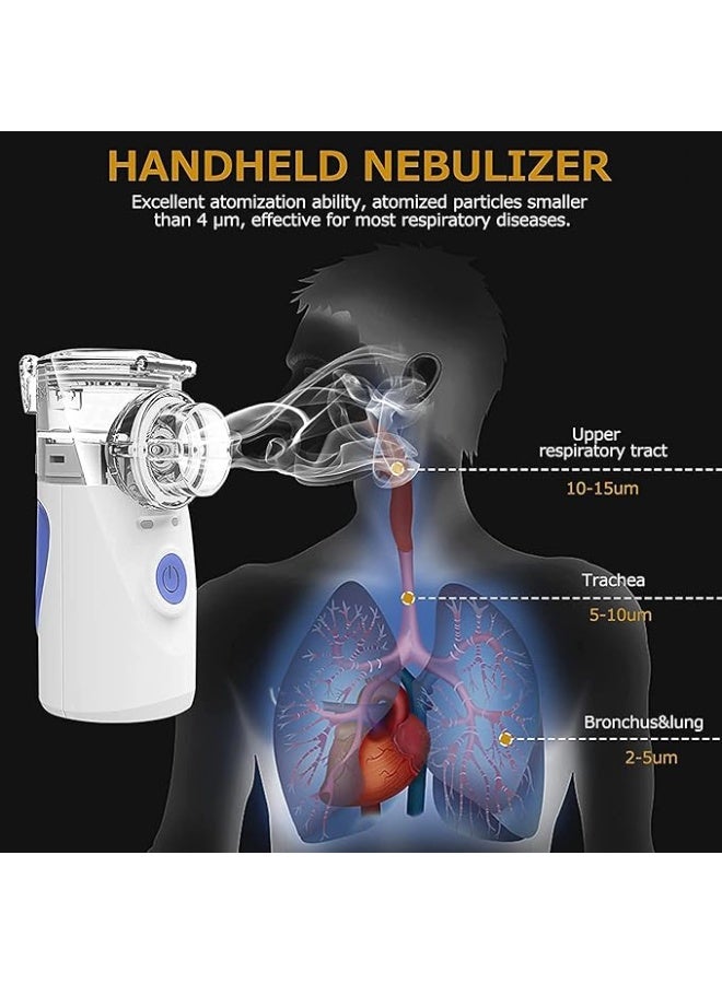 جهاز استنشاق (نيبولايزر) شبكي أوتوماتيكي محمول - مرطب هواء هادئ للبالغين والأطفال - طقم كامل مع أقنعة وقطع فم - فعال وسهل الاستخدام - Image 5