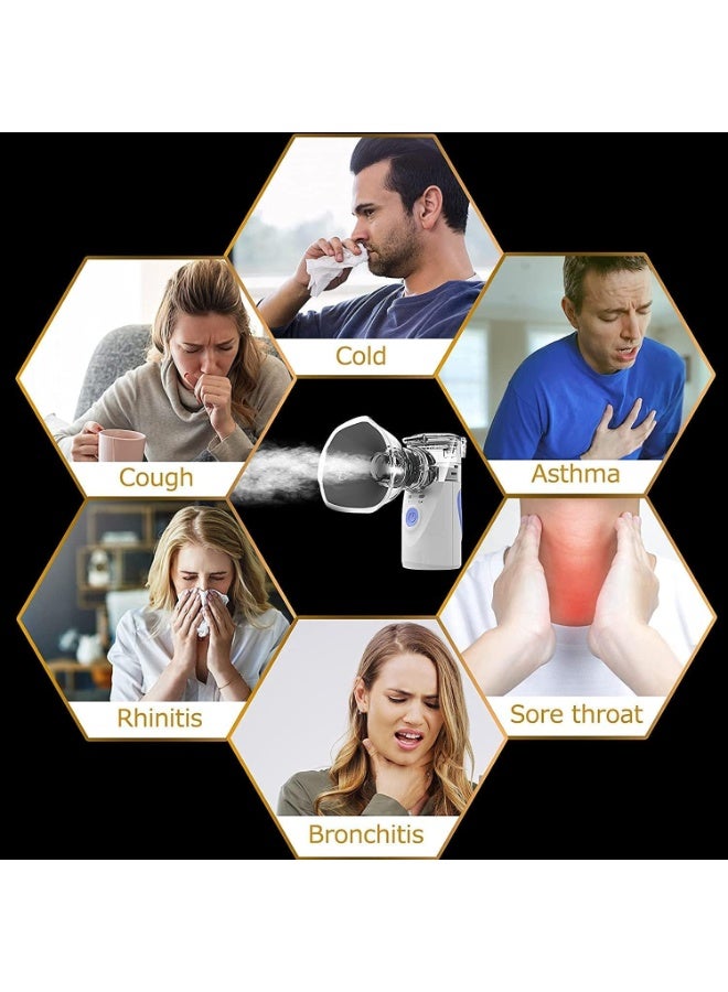 جهاز استنشاق (نيبولايزر) شبكي أوتوماتيكي محمول - مرطب هواء هادئ للبالغين والأطفال - طقم كامل مع أقنعة وقطع فم - فعال وسهل الاستخدام - Image 3