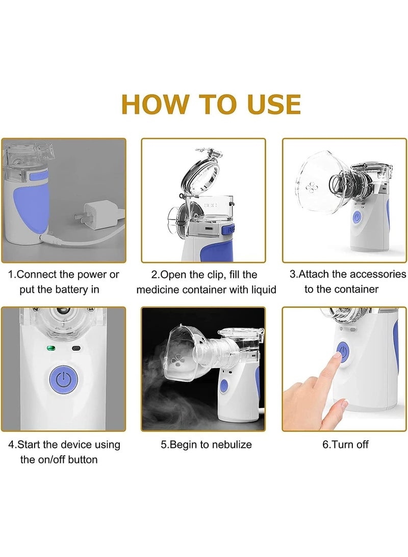 جهاز استنشاق (نيبولايزر) شبكي أوتوماتيكي محمول - مرطب هواء هادئ للبالغين والأطفال - طقم كامل مع أقنعة وقطع فم - فعال وسهل الاستخدام - Image 2