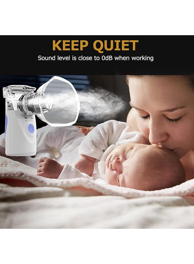 جهاز استنشاق (نيبولايزر) شبكي أوتوماتيكي محمول - مرطب هواء هادئ للبالغين والأطفال - طقم كامل مع أقنعة وقطع فم - فعال وسهل الاستخدام - Image 4