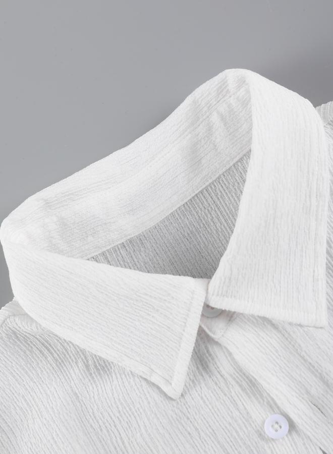 Take Two Men White Plain Spread Collar Shirt - Image 3