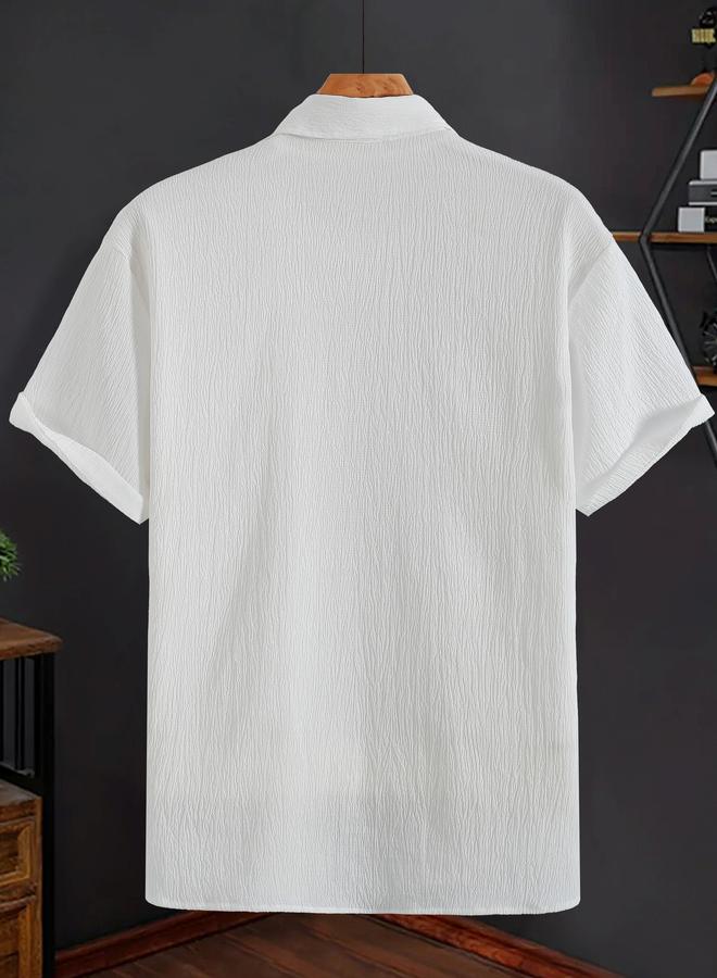Take Two Men White Plain Spread Collar Shirt - Image 2