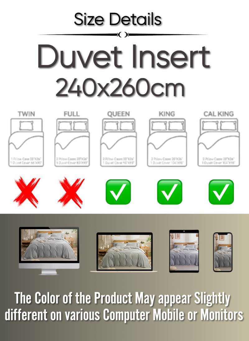 Blueberry Dark Beige Colour Duvet Insert Quilted Plain Cotton 240 X 260Cm  - Image 2