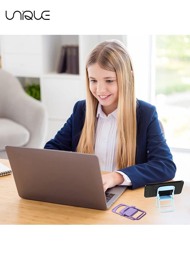 يونيك 4 قطع حامل هاتف كرسي صغير - حامل لون الحلوى القابل للطي لتزيين المكاتب قوس الهاتف المحمول العالمي - لمكتب الدمية المكتبي مكتب اللوازم المدرسية المنزلية - وردي أصفر أخضر أرجواني - Image 4