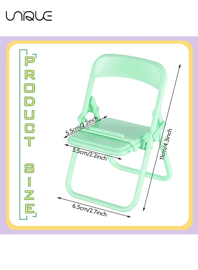 يونيك 4 قطع حامل هاتف كرسي صغير - حامل لون الحلوى القابل للطي لتزيين المكاتب قوس الهاتف المحمول العالمي - لمكتب الدمية المكتبي مكتب اللوازم المدرسية المنزلية - وردي أصفر أخضر أرجواني - Image 2