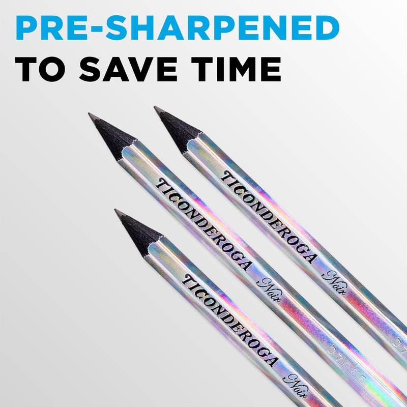 Ticonderoga Noir Black Wood-Cased #2 Pencils, Holographic Design, 12 Count - Image 5