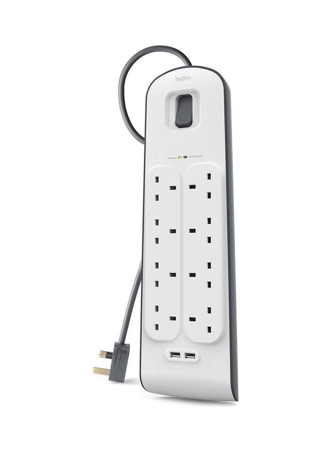 belkin حماية من زيادة التيار بـ 8 مآخذ و 2 منفذ USB مع سلك طاقة بطول 2 متر - Image 1