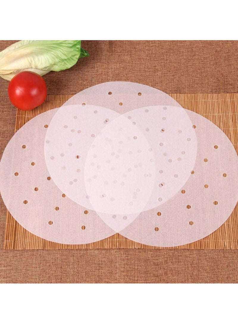 TOMSHOO 200 Pcs Air Fryer Liner, Round Non-Stick Steamer Mat, Premium Parchment Paper for Baking, Oven, Air Fryer, Bamboo Steamer - 7 inches White - Image 3