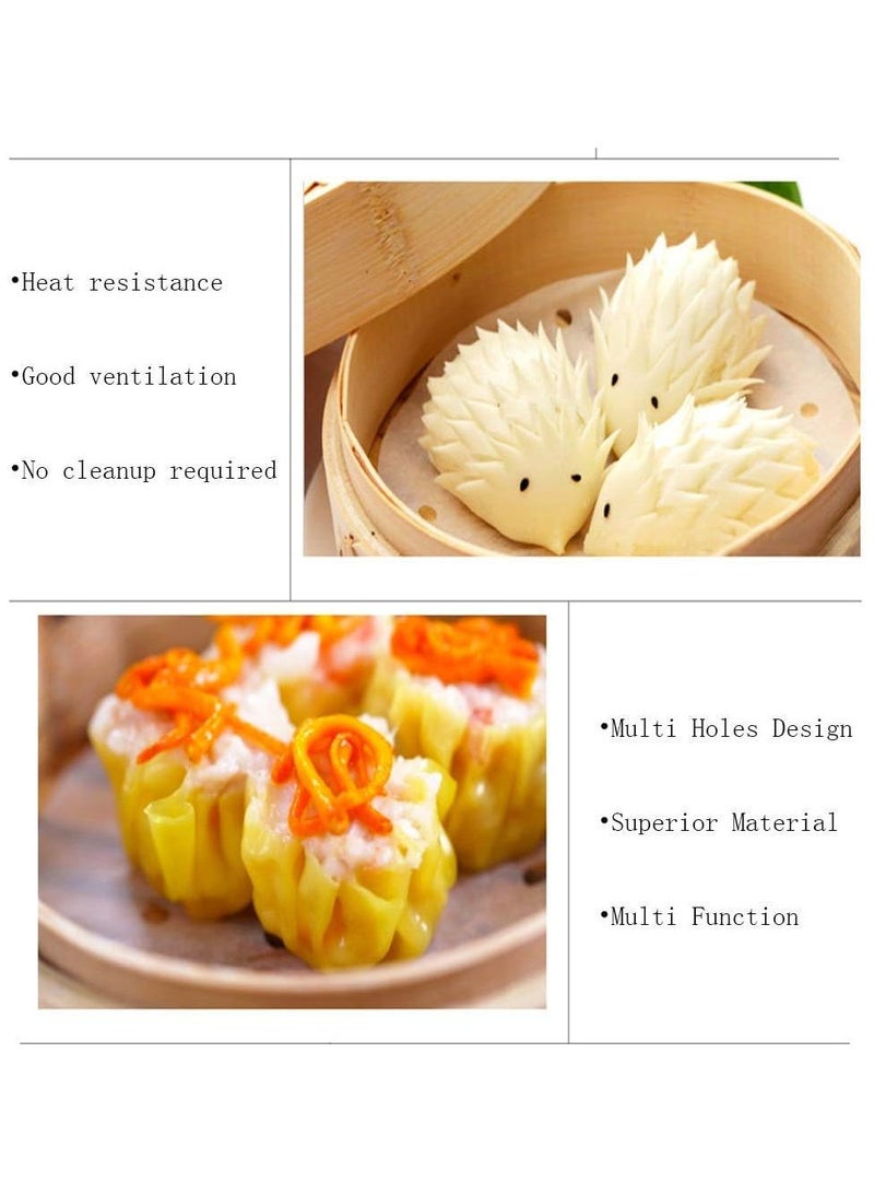 TOMSHOO 200 Pcs Air Fryer Liner, Round Non-Stick Steamer Mat, Premium Parchment Paper for Baking, Oven, Air Fryer, Bamboo Steamer - 7 inches White - Image 4