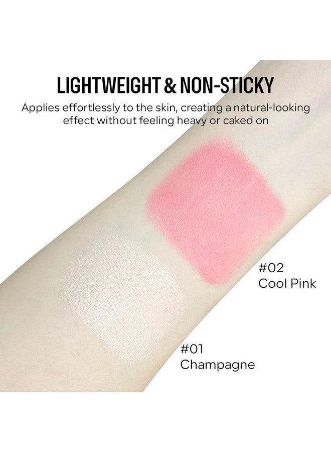 KYDA 2 Colors Liquid Blush And Highlighter, Natural Matte Face Blush High Glossy Liquid Illuminator, Silky Lightweight Blendable, Cool Pink & Champagne - Image 3