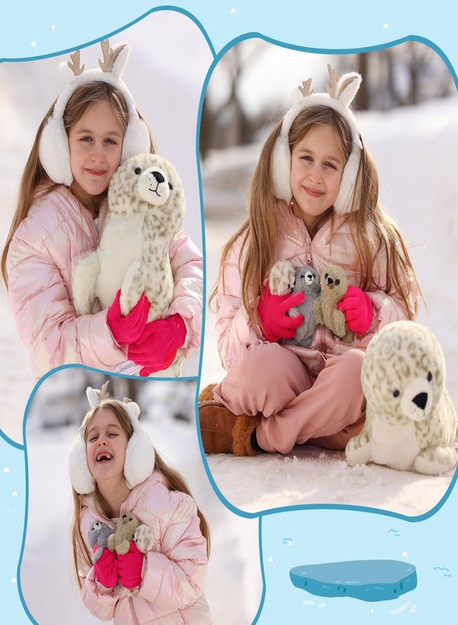Beniny 4 Pcs Seal Stuffed Animal Set, 20" Mother Plush Toy With 3 Babies In Mom'S Belly, Cute Leopard Plushie For Girls Boys Kids, Kawaii Chirstmas Bithday - Image 4
