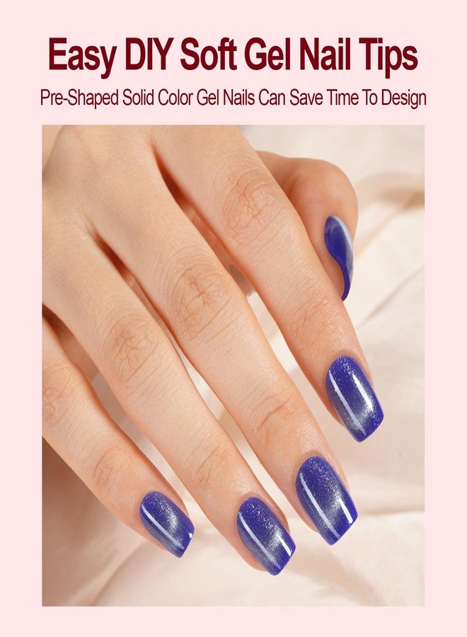 Plauva Cat Eye Press on Nails Short Square, 300Pcs Soft Gel Fake Nails, Glossy Glitter Cat Eye Nail Tips for Women and Girls Stick On Nails in 15 Sizes - Image 2
